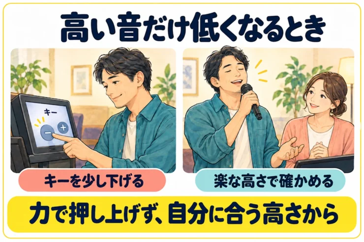 高い音だけ低くなる時は、力で押し上げず、自分に合う高さから